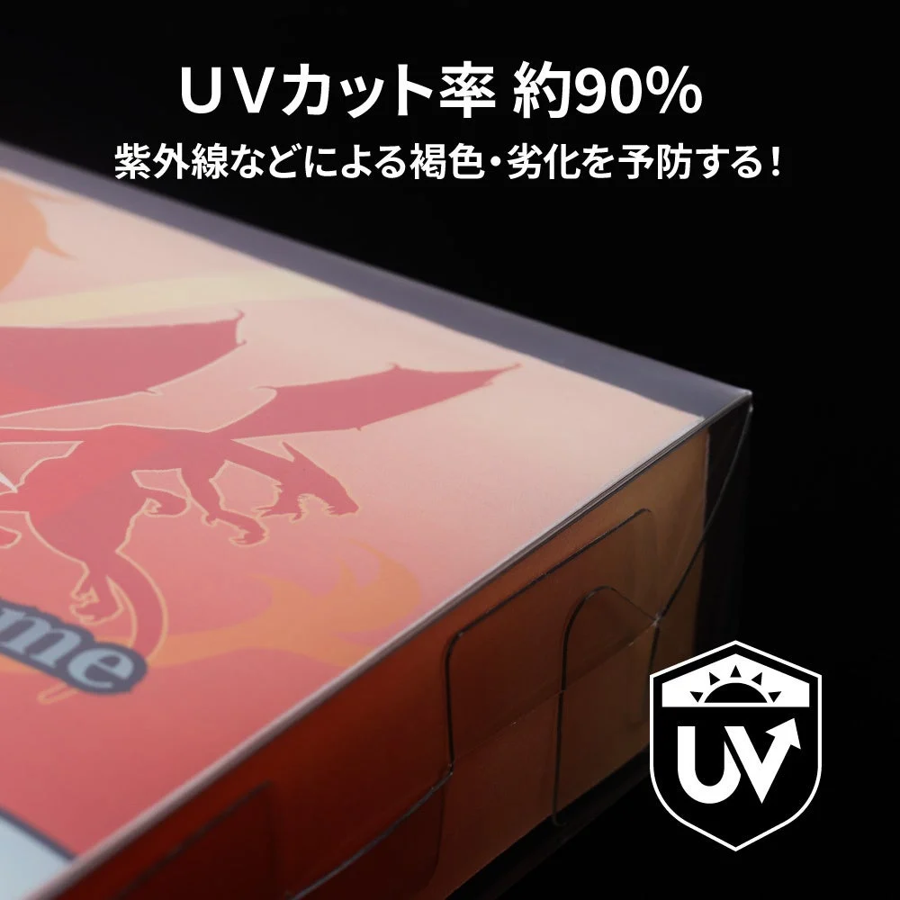 メーカーのUVカット加工の説明画像。約90％は特定条件下の測定代表値で、保証値ではありません。