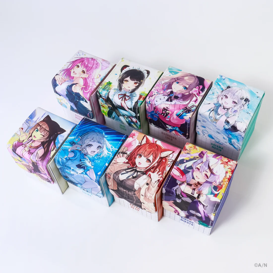 カードサプライvol.5のデッキケース8種。メーカーの商品イメージ。