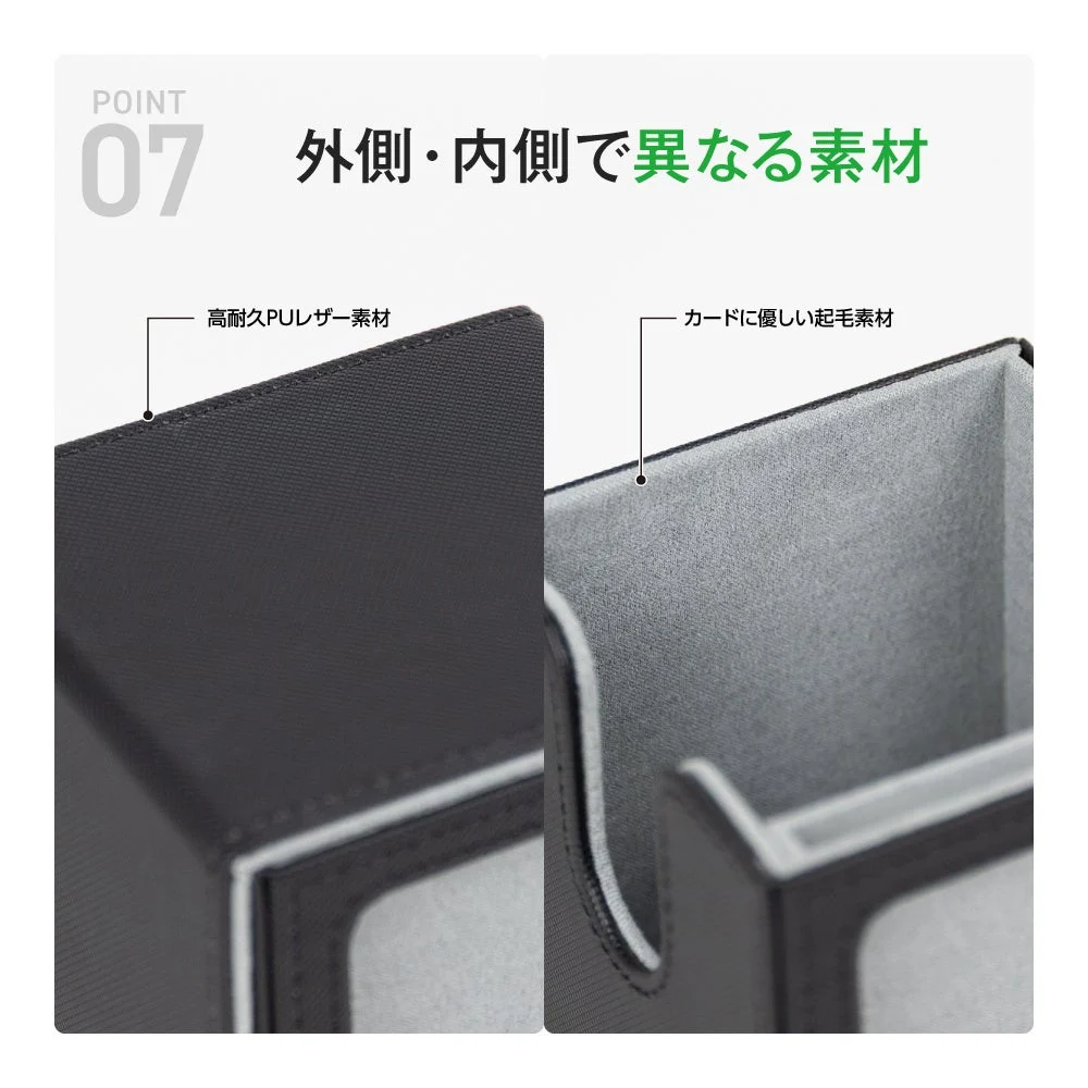 外側のPUレザーと内側の起毛素材を示すメーカー画像。触感や寿命の実使用評価ではありません。